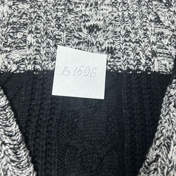 GAP Stripe Woven Knitted Color Block Wool Blend Sweater Black Gray Crewneck Sz S - Picture 11 of 11
